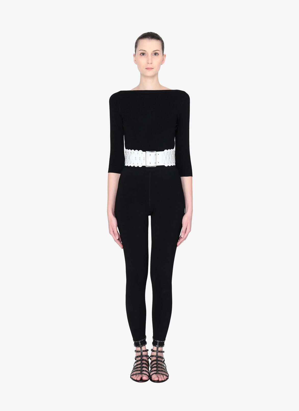 BELT C.LUX PETALE CUIR+RIVET OPTICAL WHITE ALAÏA WHITE  BELT C.LUX PETALE CUIR+RIVET OPTICAL WHITE